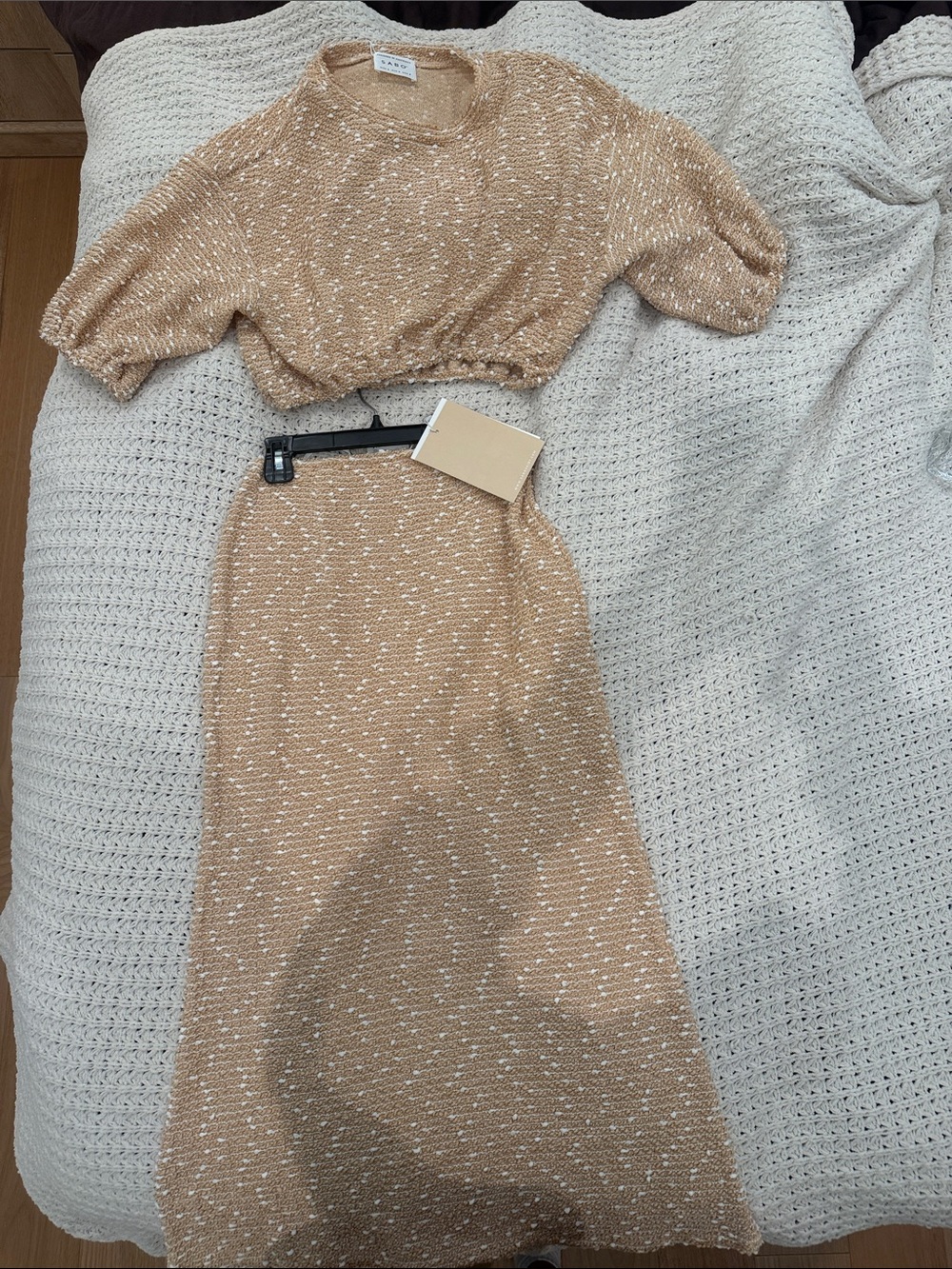 Neutral Knit Maxi Dress Set in Beige-Cream